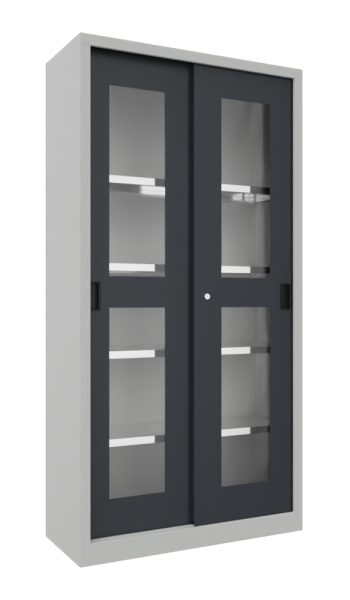 Pavoy Schiebetürenschrank mit Sichtfenstertüren 1000 x 600 x 1950 mm