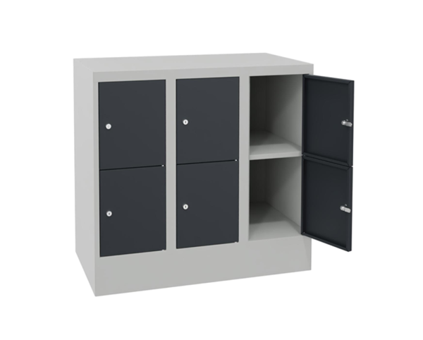 Pavoy Schließfachschrank 900 x 500 x 855 mm, Sichtfenstertüren, 6 Fächer