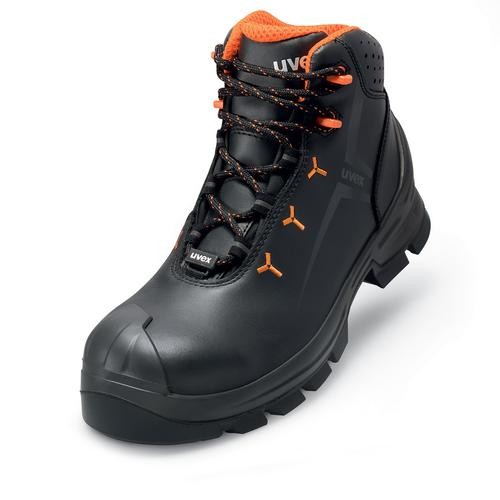 Sicherheitsschuhe uvex 2 VIBRAM Schnürstiefel S2 HI HRO SRC, Modell 6523, schwarz/orange