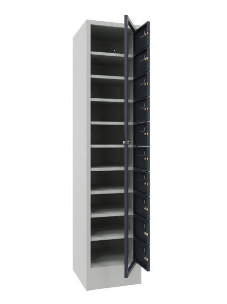 Pavoy Schließfachschrank mit Sockel 400 x 500 x 1850 mm, 10 Fächer