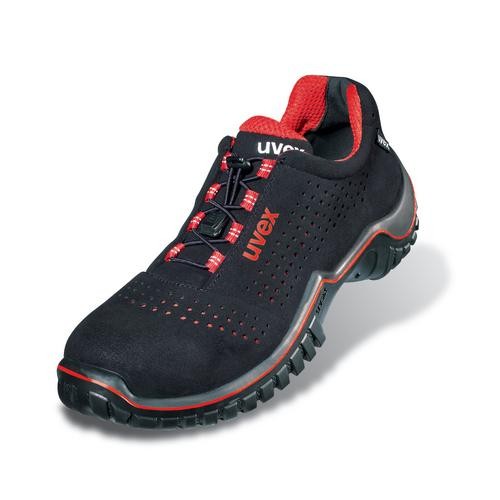 Sicherheitsschuhe uvex motion style gelochte Halbschuhe S1 SRC, Modell 6998, schwarz/rot