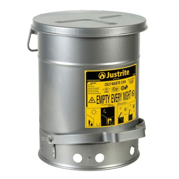 Justrite Öl-Entsorgungsbehälter mit SoundGard 09104 silber
