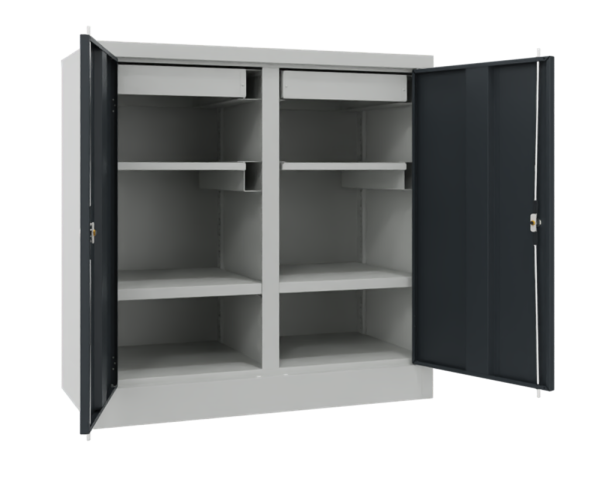 Pavoy Werkzeugschrank 1000 x 500 x 1000 mm, 2 Böden, 2 Ausziehböden, 2 Schubladen