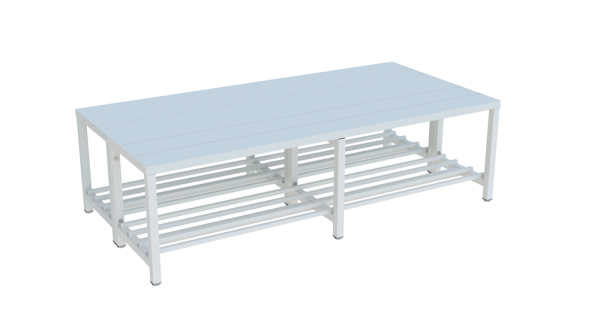 Pavoy Umkleidesitzbank 1500 mm, doppelseitig, mit Schuhrost