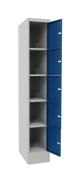 Pavoy Schließfachschrank 300 x 500 x 1850 mm, Vollblechtüren, 5 Fächer