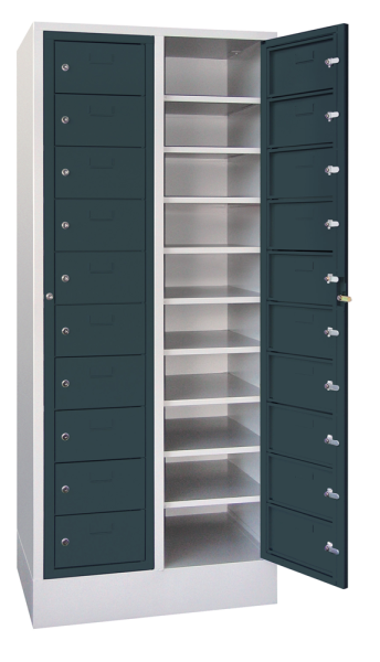 Pavoy Schließfachschrank mit Sockel 770 x 500 x 1850 mm, 20 Fächer