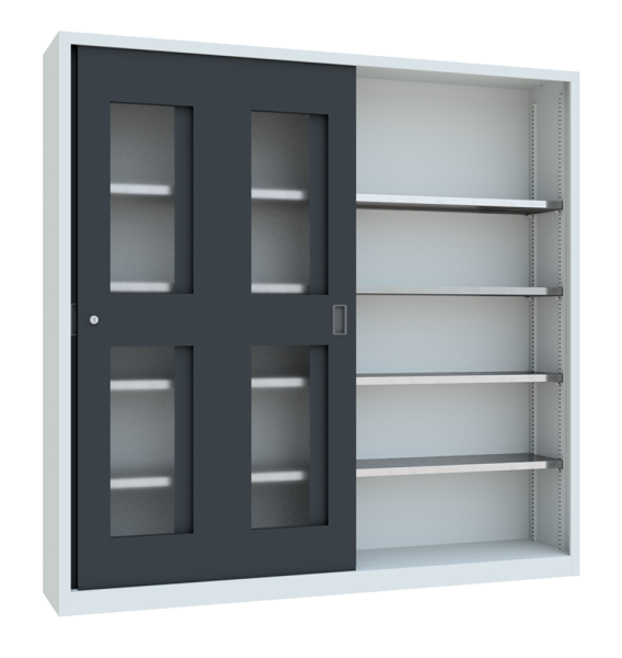 Pavoy Schwerlast-Schiebetürenschrank mit Sichtfenstertüren 2000 x 400 x 1950 mm