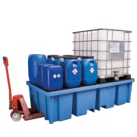 Auffangwanne 1150 Liter aus Kunststoff (PE) für 2 IBC oder Paletten von 4 Seiten unterfahrbar Auffangwanne 1150 Liter aus Kunststoff (PE) für 2 IBC oder Paletten von 4 Seiten unterfahrbar