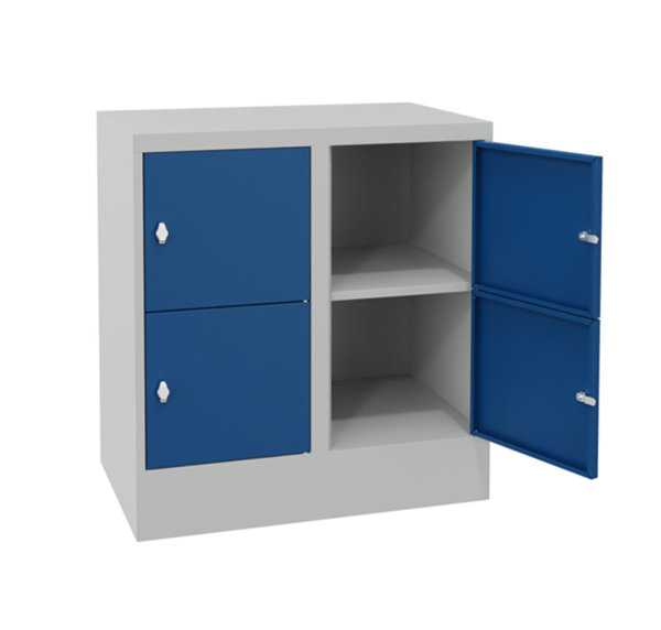 Pavoy Schließfachschrank 600 x 500 x 855 mm, Sichtfenstertüren, 4 Fächer