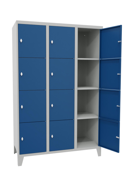 Pavoy Schließfachschrank 1200 x 500 x 1850 mm, mit Füßen, 12 Fächer