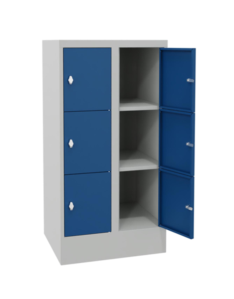 Pavoy Schließfachschrank 600 x 500 x 1187 mm, Sichtfenstertüren, 6 Fächer