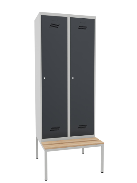 Pavoy Kleiderschrank mit Sitzbankuntergestell 800 x 800 x 2150 mm