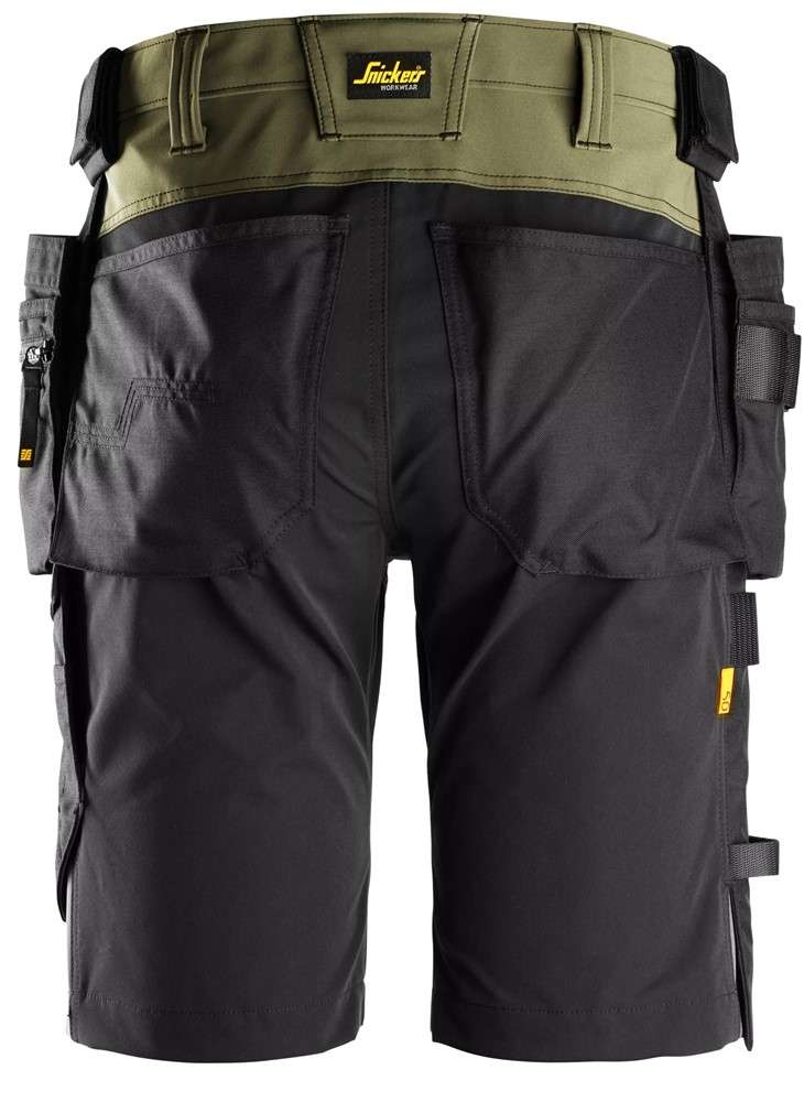 Snickers FlexiWork Arbeitsshorts – Mit Holstertaschen, Regular Fit, Schwarz – NEU Mit Etikett!
