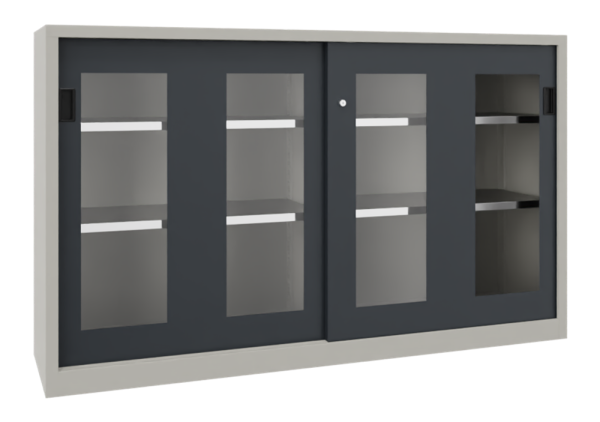 Pavoy Schwerlast-Schiebetürenschrank mit Sichtfenstertüren 2000 x 400 x 1000 mm