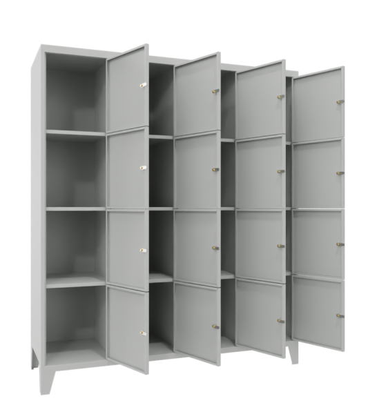 Pavoy Schließfachschrank 1600 x 500 x 1850 mm, mit Füßen, 16 Fächer