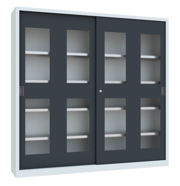 Pavoy Schiebetürenschrank mit Sichtfenstertüren 2000 x 500 x 1950 mm