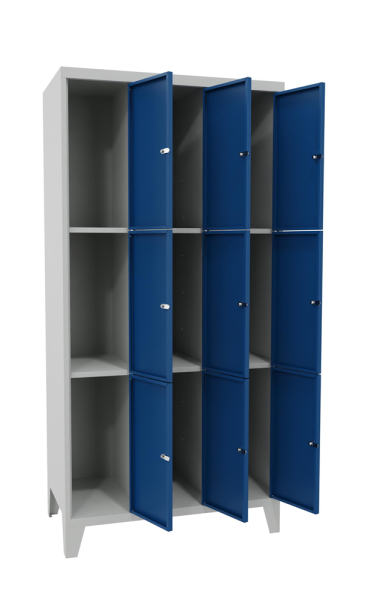 Pavoy Schließfachschrank 900 x 500 x 1850 mm, mit Füßen, 9 Fächer