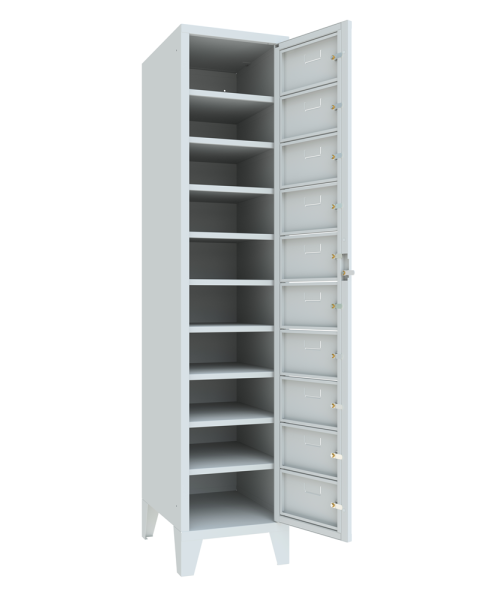 Pavoy Schließfachschrank mit Füßen 400 x 500 x 1850 mm, 10 Fächer