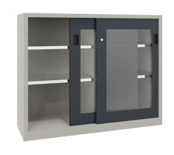 Pavoy Schiebetürenschrank mit Sichtfenstertüren 1000 x 400 x 1000 mm