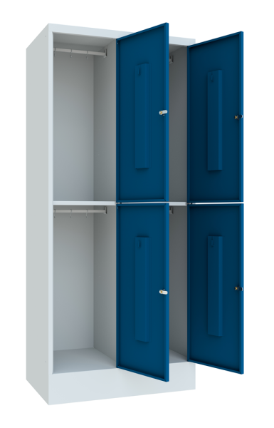 Pavoy Schließfachschrank 800 x 500 x 1850 mm, mit Sockel, 4 Fächer