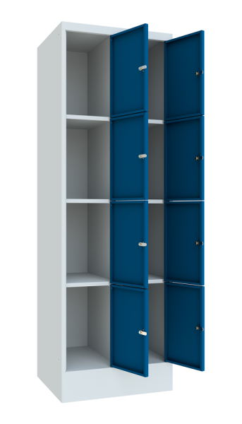 Pavoy Schließfachschrank 600 x 500 x 1850 mm, mit Sockel, 8 Fächer