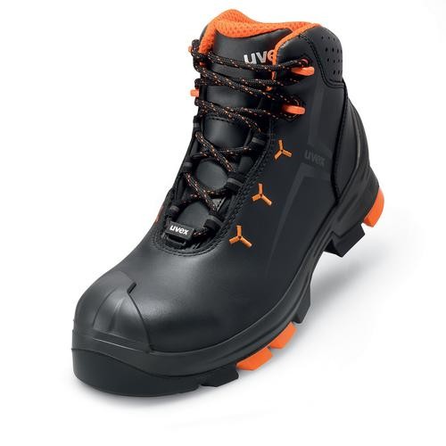 Sicherheitsschuhe uvex 2 Schnürstiefel S2 SRC, Modell 6503, schwarz/orange