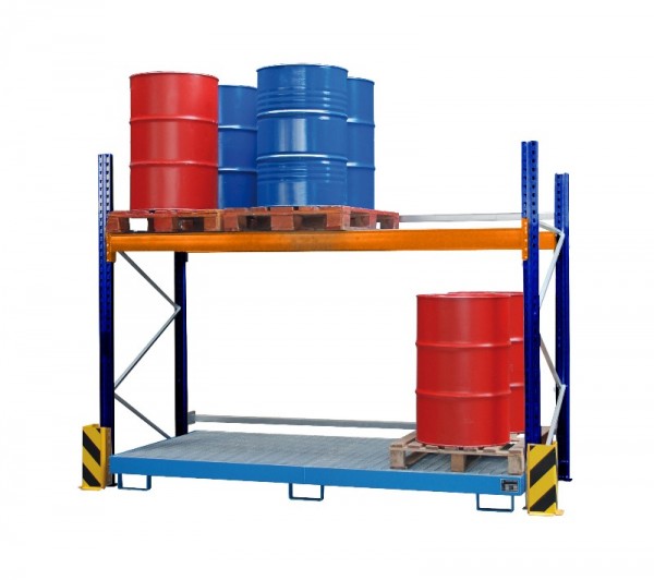 Bauer Palettenregal Typ PR Set 1 mit Regalwanne 240 l mit Gitterrost, für max. 12 x 200-l-Fässer