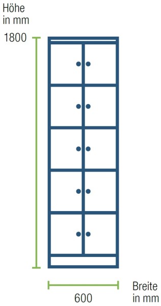 Pavoy Schließfachschrank 600 x 500 x 1800 mm, 10 Fächer