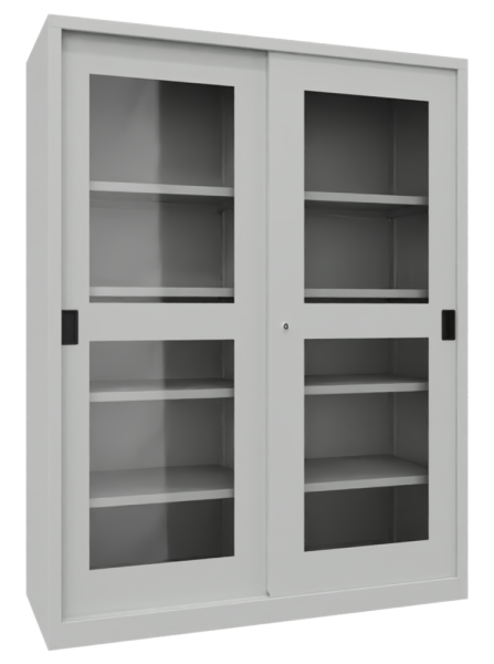 Pavoy Schwerlast-Schiebetürenschrank mit Sichtfenstertüren 1500 x 500 x 1950 mm
