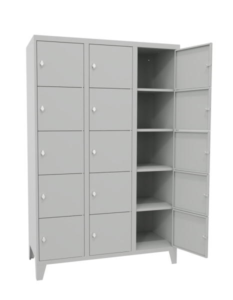 Pavoy Schließfachschrank 1200 x 500 x 1850 mm, mit Füßen, 15 Fächer