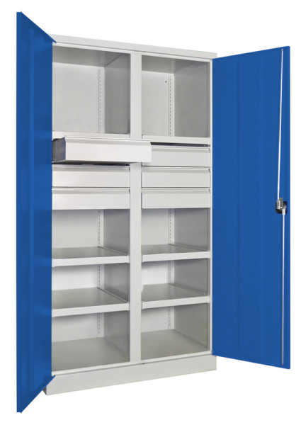 Pavoy Schwerlastschrank mit Trennwand, 6 Böden, 6 Schubladen