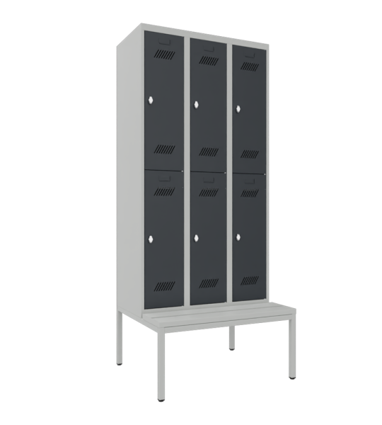 Pavoy Kleider-Schließfach-Schrank mit Sitzbankuntergestell 900 x 800 x 2150 mm
