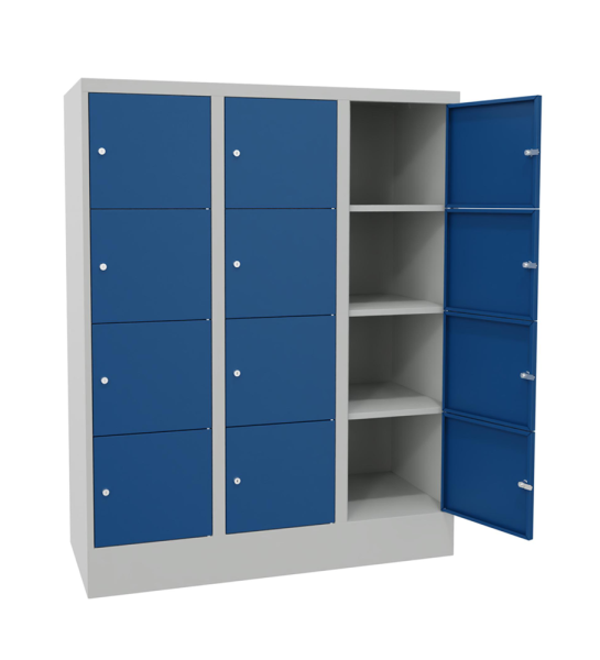 Pavoy Schließfachschrank 1200 x 500 x 1518 mm, Vollblechtüren, 12 Fächer