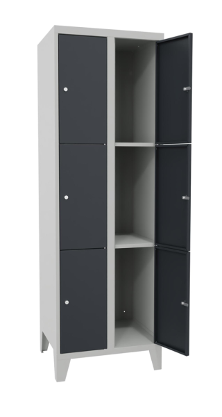 Pavoy Schließfachschrank 600 x 500 x 1850 mm, mit Füßen, 6 Fächer