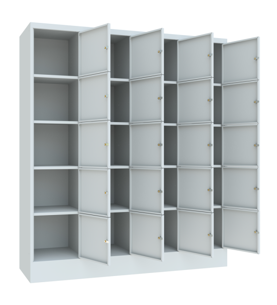 Pavoy Schließfachschrank 1600 x 500 x 1850 mm, mit Sockel, 20 Fächer