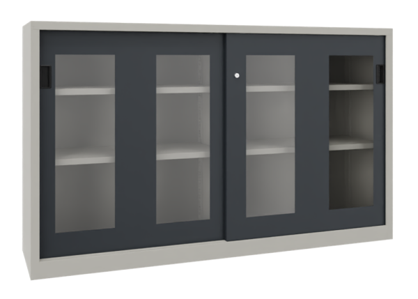 Pavoy Schiebetürenschrank mit Sichtfenstertüren 2000 x 500 x 1200 mm