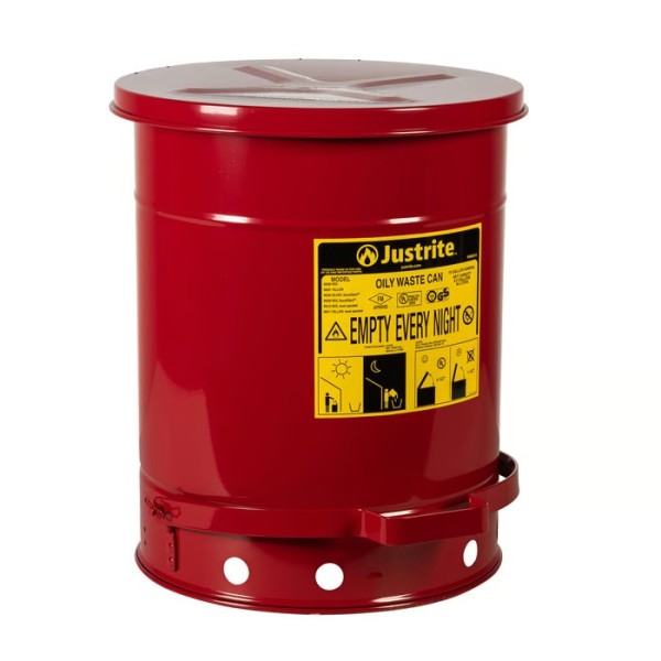 Justrite Öl-Entsorgungsbehälter mit SoundGard 09308 rot