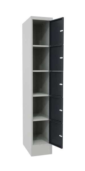 Pavoy Schließfachschrank 300 x 500 x 1850 mm, Sichtfenstertüren, 5 Fächer