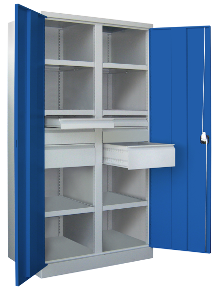 Pavoy Schwerlastschrank mit Trennwand, 6 Böden, 6 Schubladen