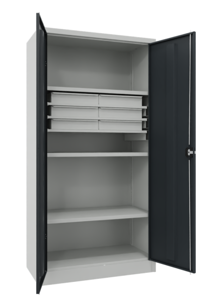 Pavoy Werkzeugschrank 1000 x 500 x 1950 mm, 3 Böden, 6 Schubladen