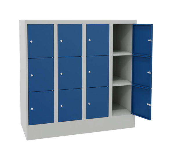 Pavoy Schließfachschrank 1600 x 500 x 1187 mm, Vollblechtüren, 12 Fächer