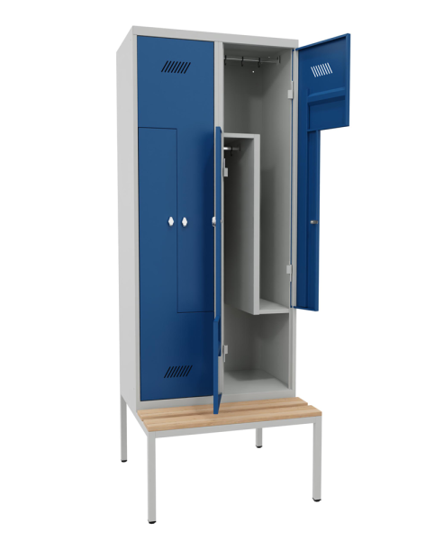 Pavoy Z-Kleiderschrank mit Sitzbankuntergestell 800 x 800 x 2150 mm
