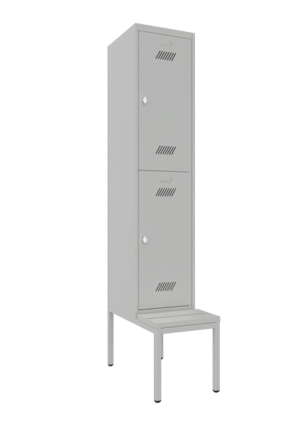 Pavoy Kleider-Schließfach-Schrank mit Sitzbankuntergestell 400 x 800 x 2150 mm