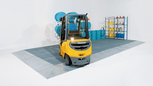 Bodenelement 80 Liter Stahl verzinkt mit Gitterrost, Radlast 450 kg, 1000 x 1000 x 123 mm