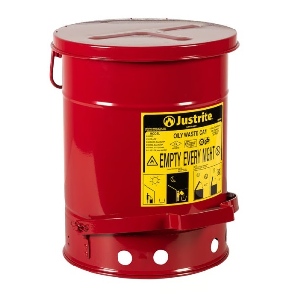 Justrite Öl-Entsorgungsbehälter mit SoundGard 09108 rot
