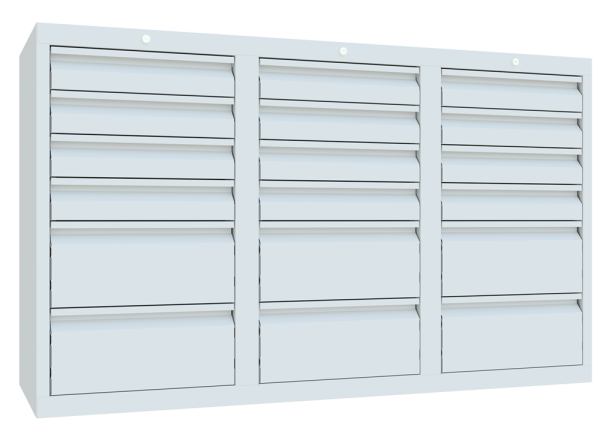 Pavoy Schubladenschrank Light 1500 x 500 x 900 mm, 18 Schubladen