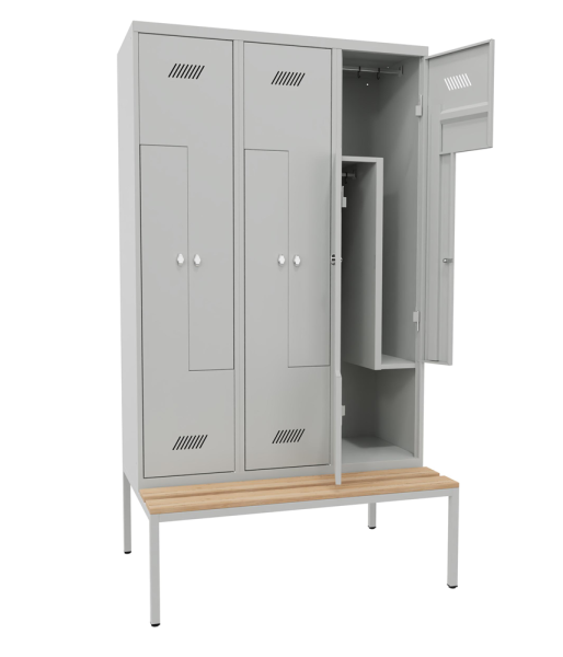 Pavoy Z-Kleiderschrank mit Sitzbankuntergestell 1200 x 800 x 2150 mm