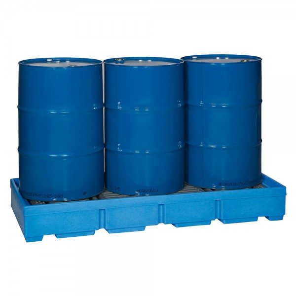 Auffangwanne FW3-B für 3 x 200-Liter Fässer mit Stellfläche aus Kunststoff