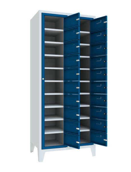 Pavoy Schließfachschrank mit Füßen 770 x 500 x 1850 mm, 20 Fächer