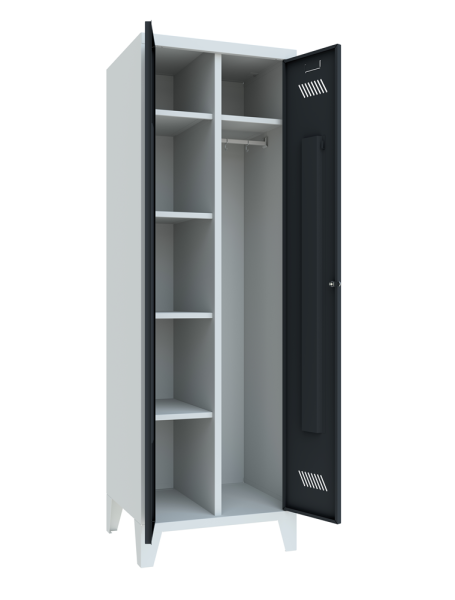 Pavoy Kleider-Wäsche-Schrank mit Füßen 600 x 500 x 1850 mm
